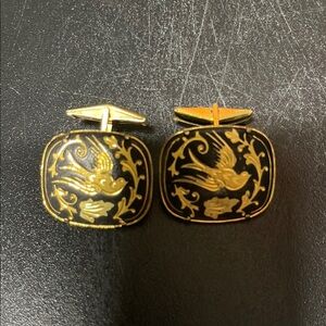 Elegant Gold and Black Phoenix Jewelry Cufflinks